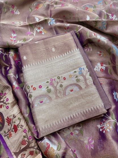 Purple kota tissue kadhwa meenadar suit set