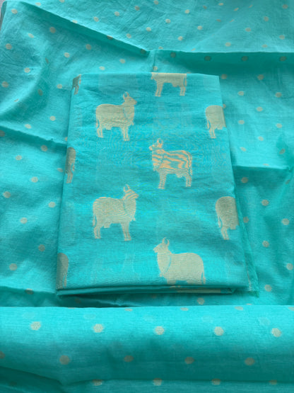Turq figure design Chanderi designer suit set(87)