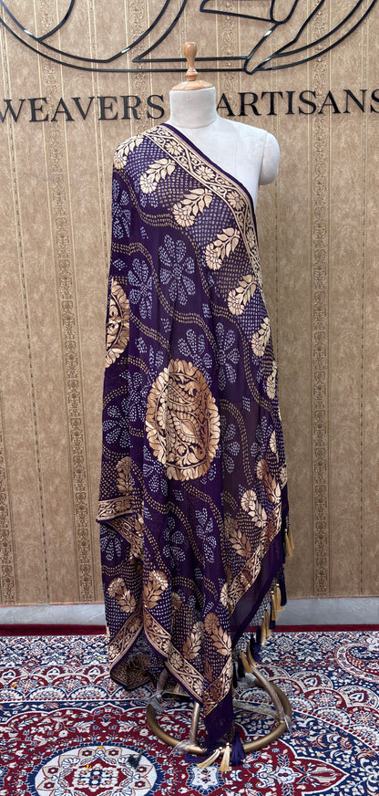 Lavender blue exclusive bandhani dupatta