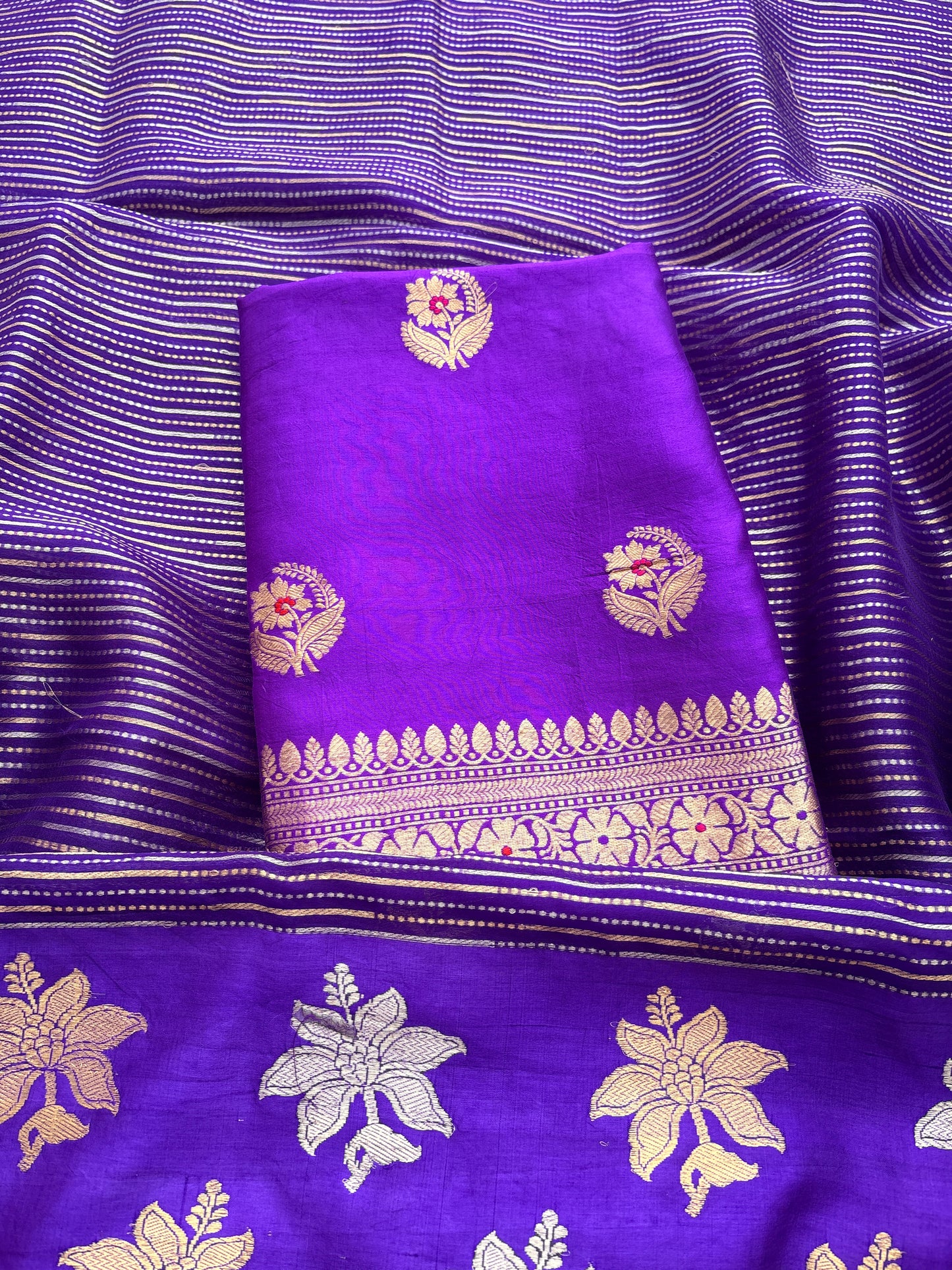 Purple Chiniya silk kurta bottom ,tissue kora dupatta