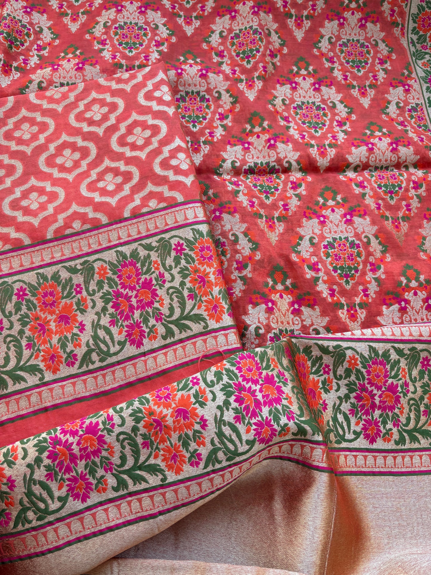 Rust Chanderi  heavy weaving suit set