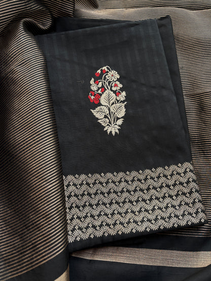 Black mango silk kadhwa meenadar suit set ( Fm 23)