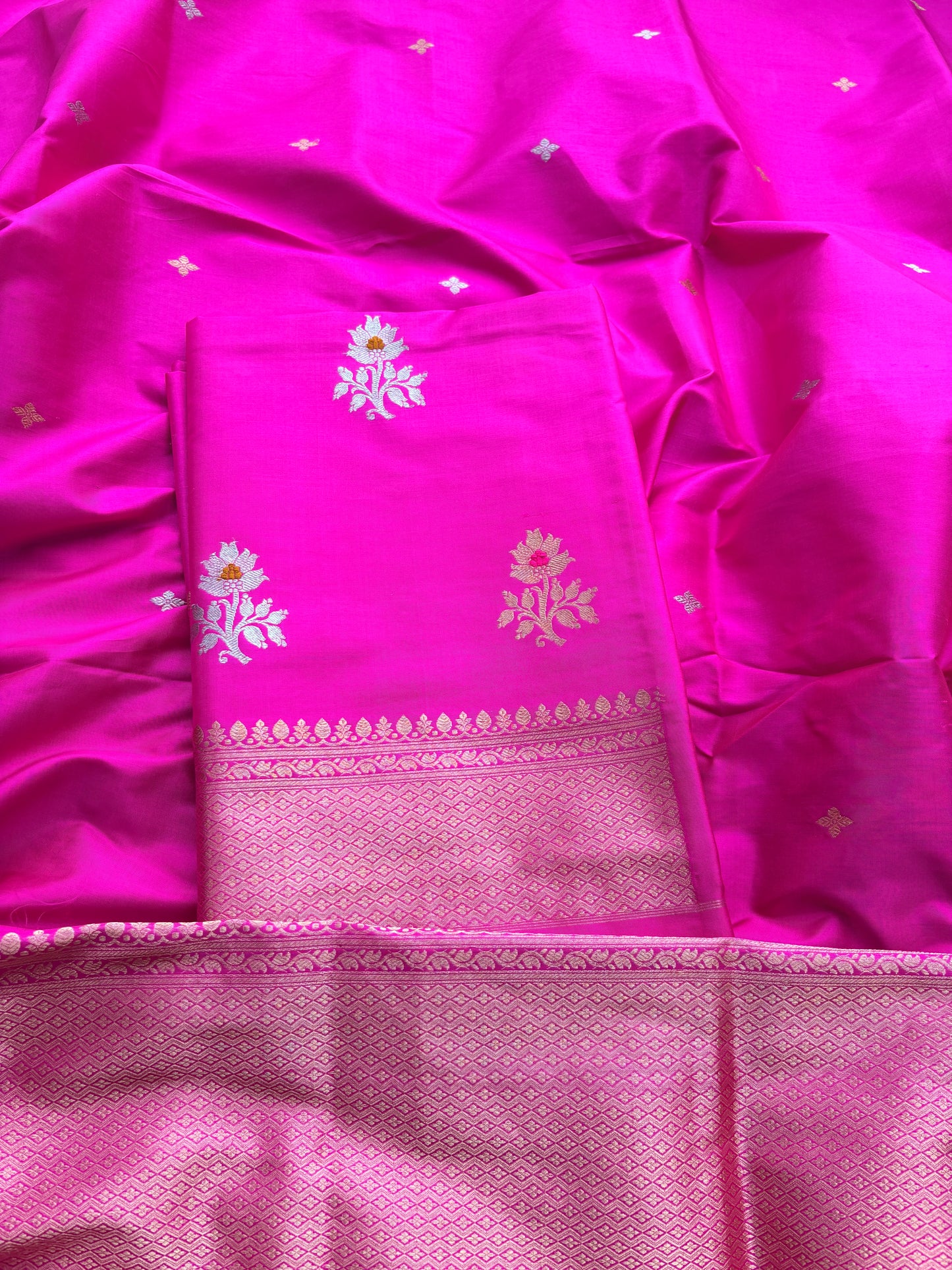 Pink katan by katan silk kadhwa suit set