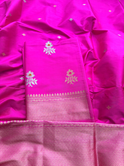 Pink katan by katan silk kadhwa suit set