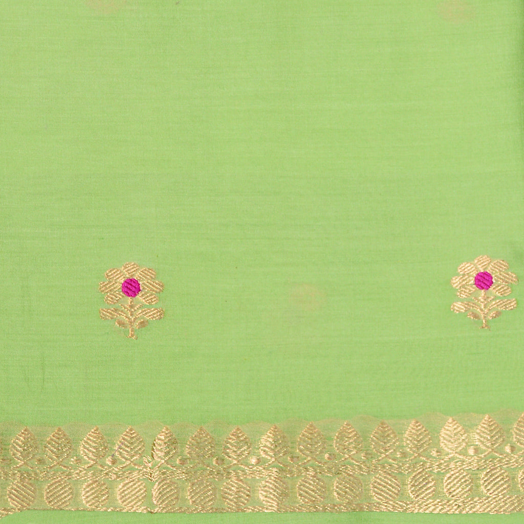 Green handloom silk suit set