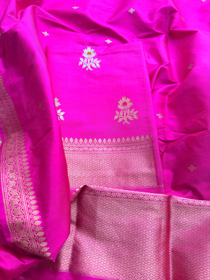 Pink katan by katan silk kadhwa suit set