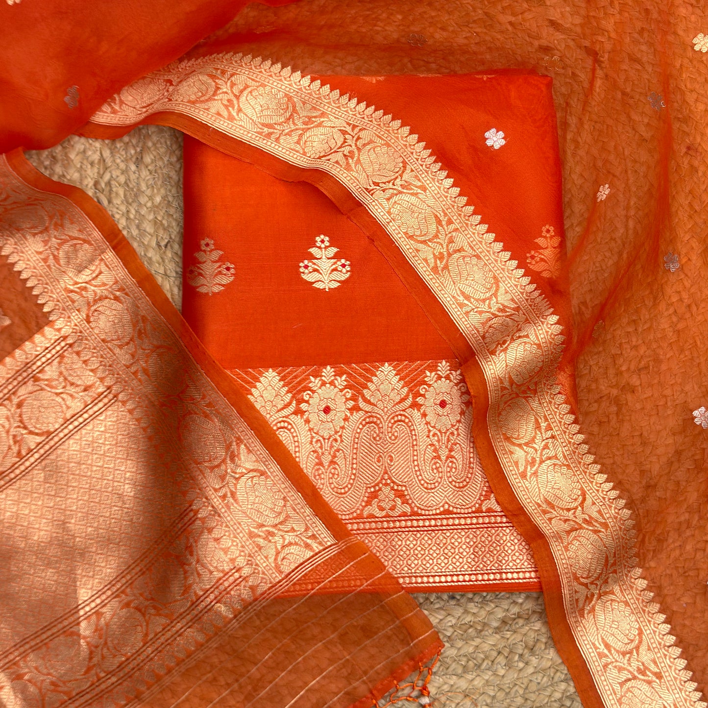 Orange mango silk suit set