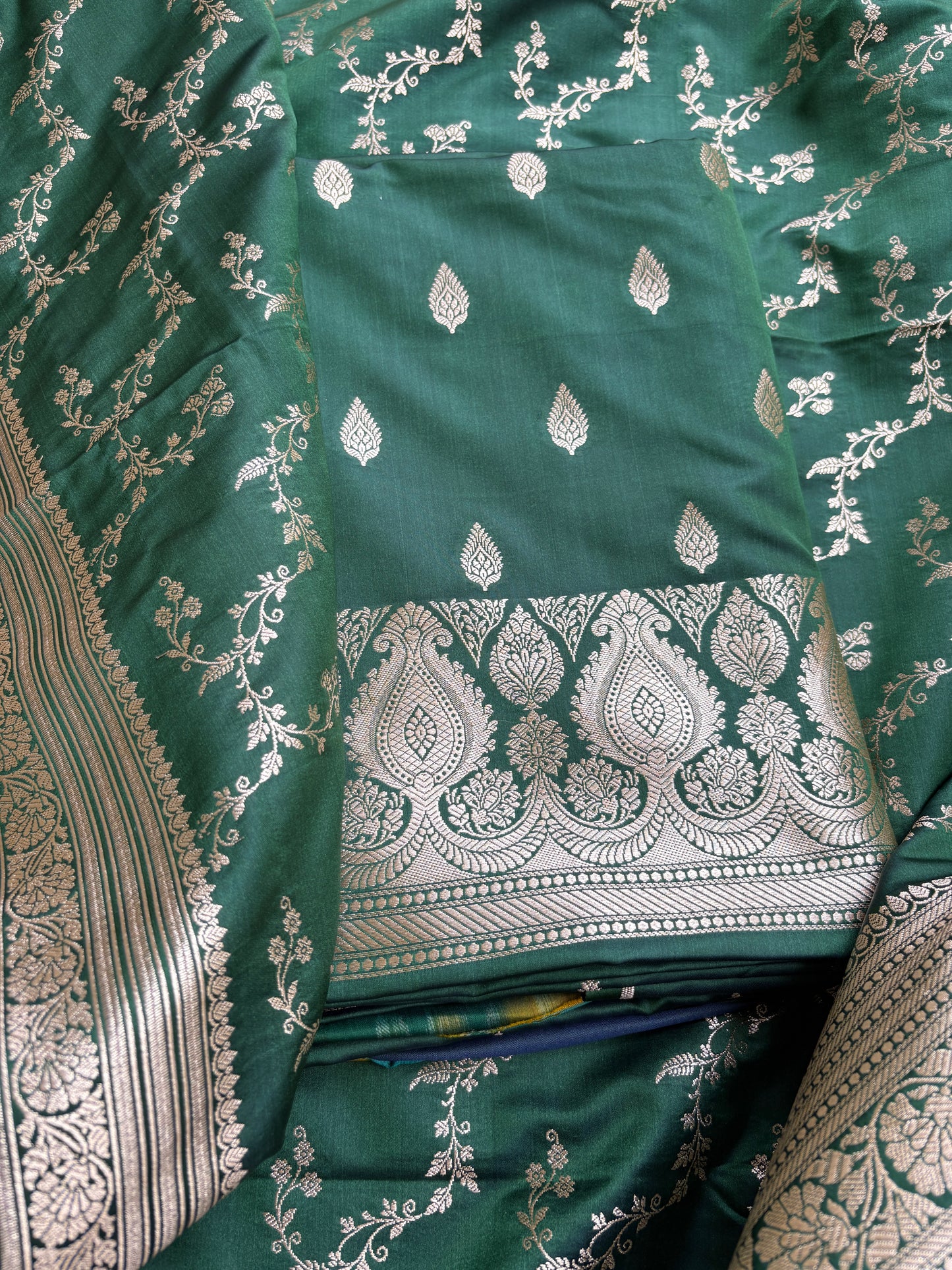 Green mashru silk suit set