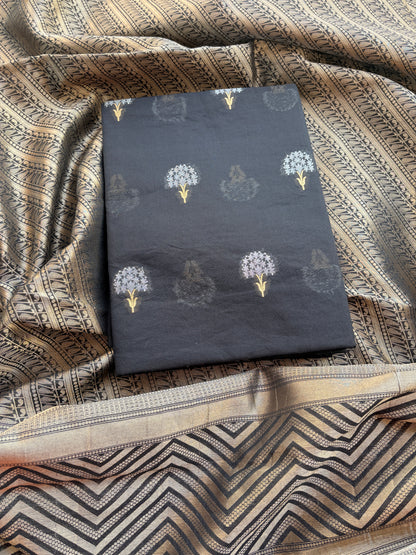 Black Chanderi cotton tissue suit set