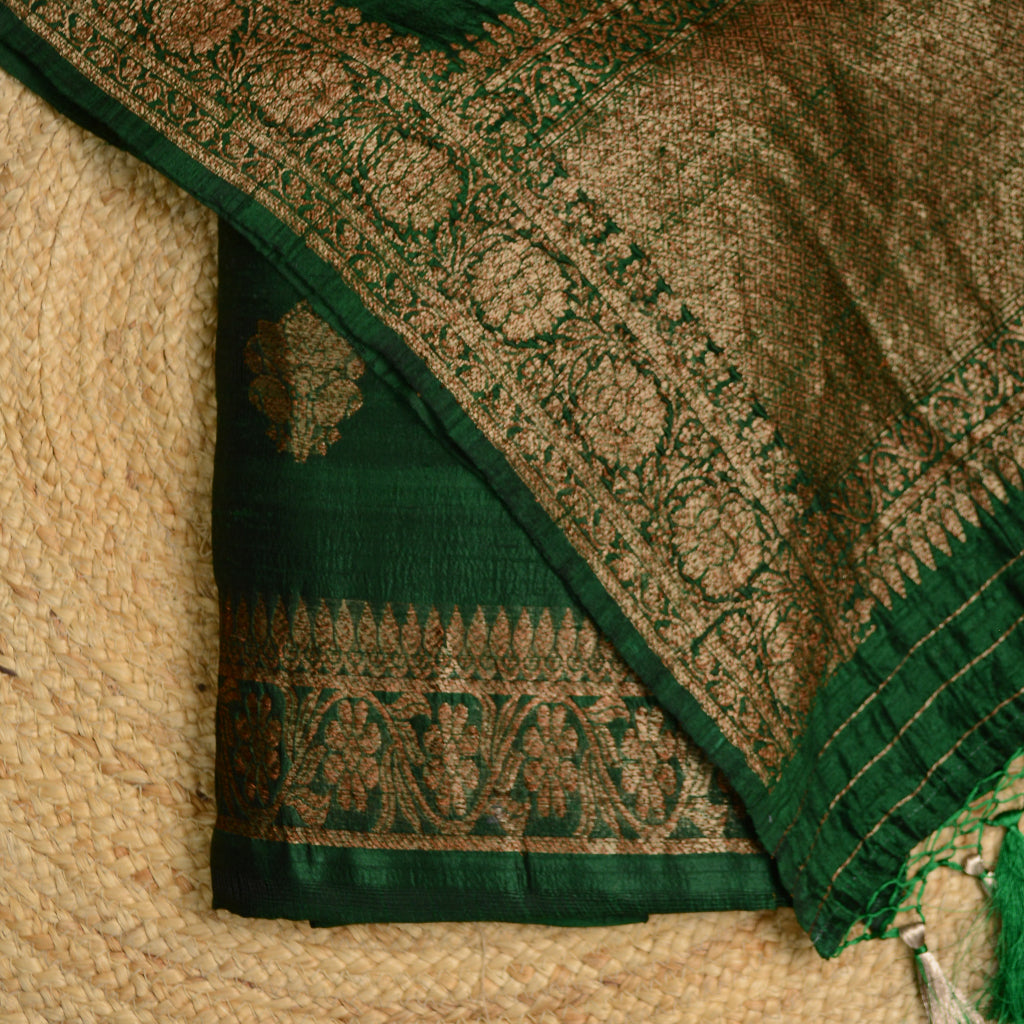 Green Raw Silk Suit Set