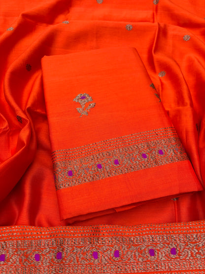 Orange Chiniya silk 3 piece suit set