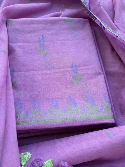 Lavender Chanderi cotton suit set