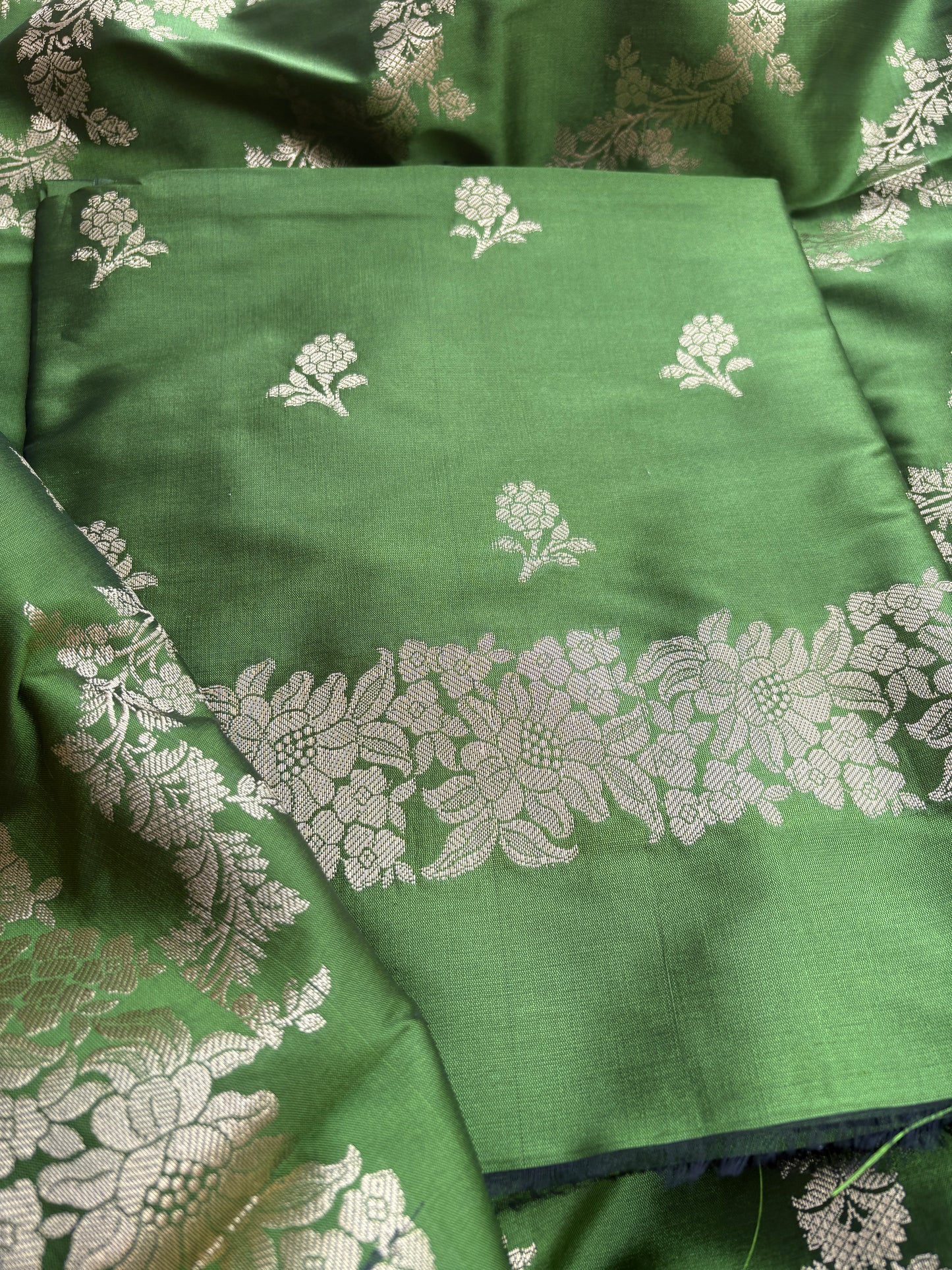 Green premium silk 3 piece suit set