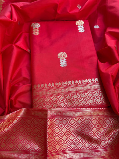 Red katan by katan kadhwa silk suit set