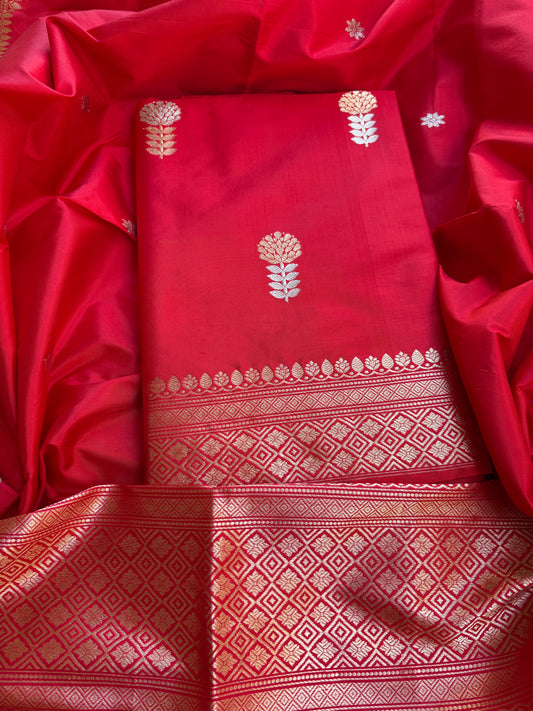 Red katan by katan kadhwa silk suit set