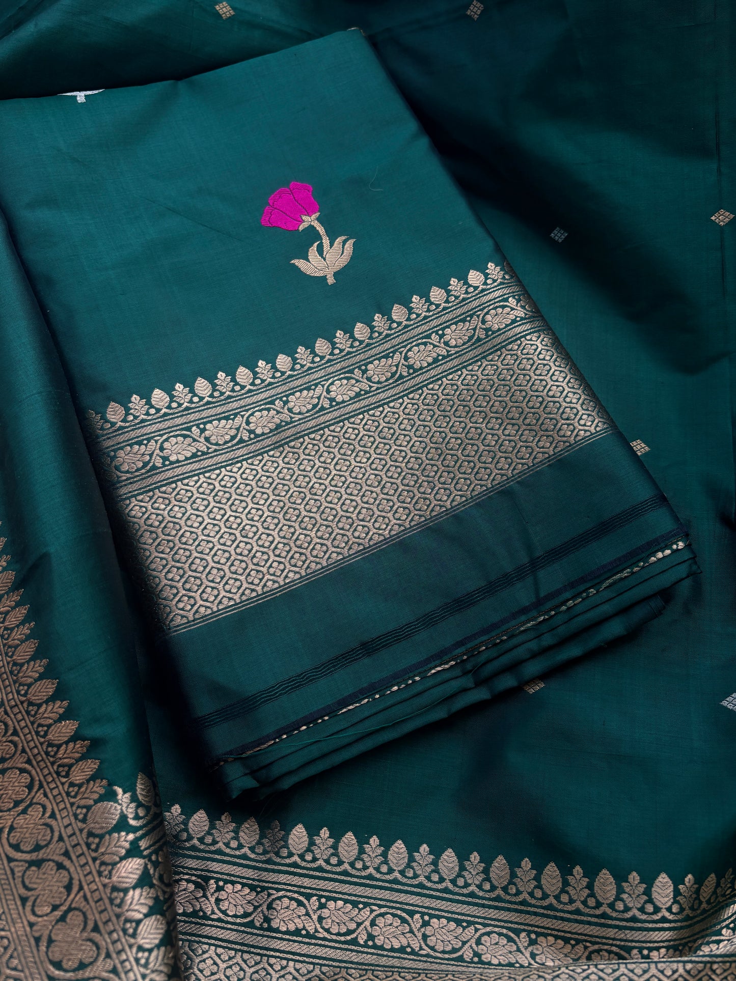 Green Katan by Kayan silk kadhwa suit set