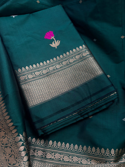 Green Katan by Kayan silk kadhwa suit set