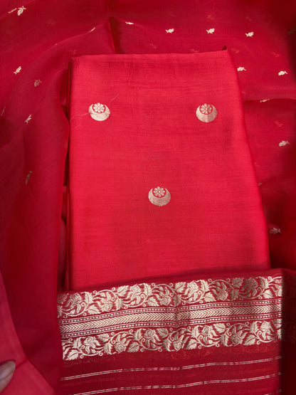 Red Chiniya Chand Tara suit set
