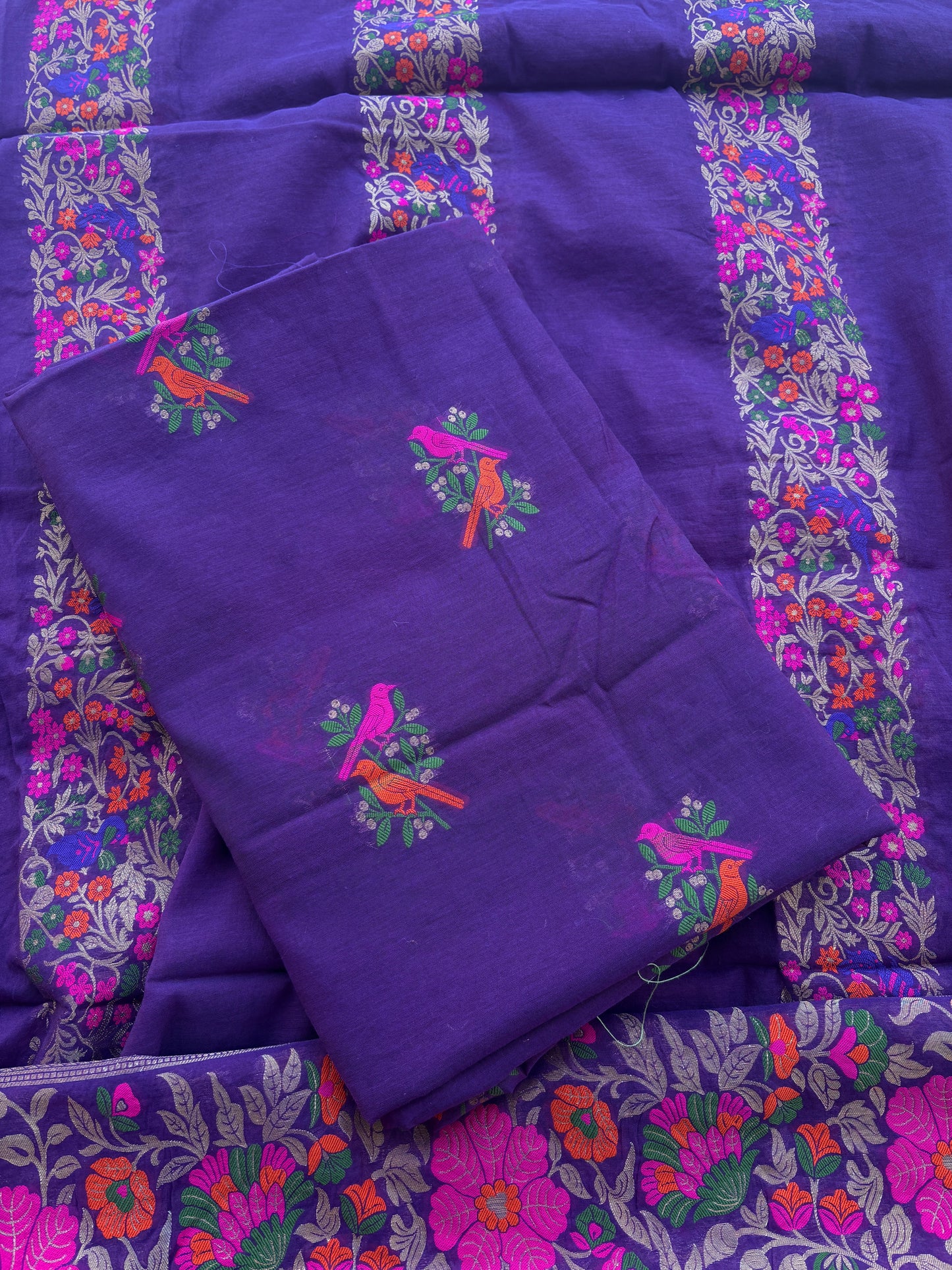 Purple peacock weaving Chanderi exclusive suit set