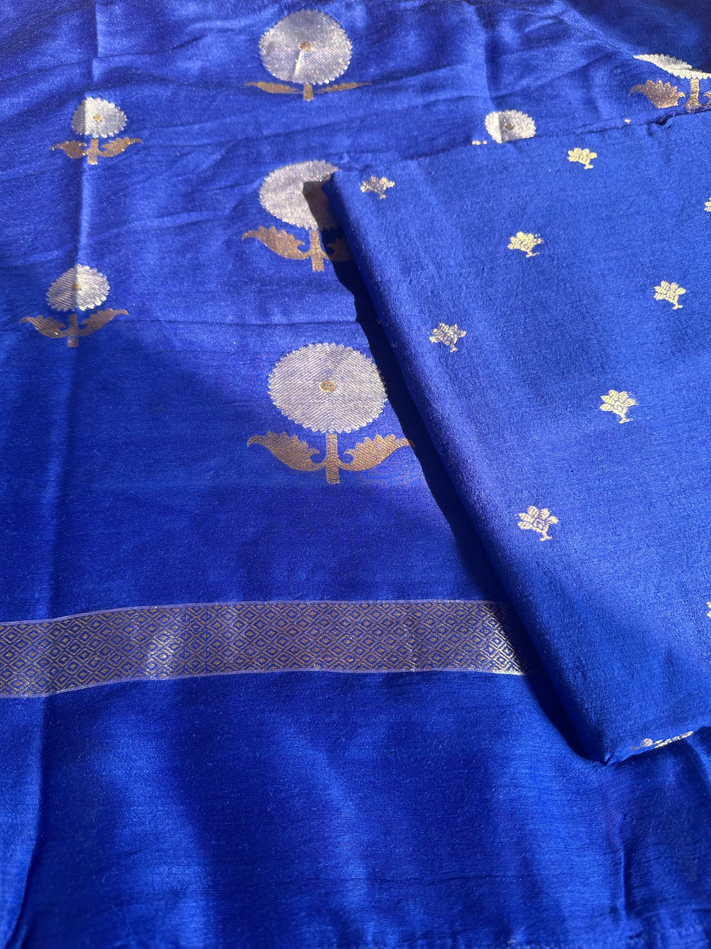 Blue pure moonga silk 3 piece suit