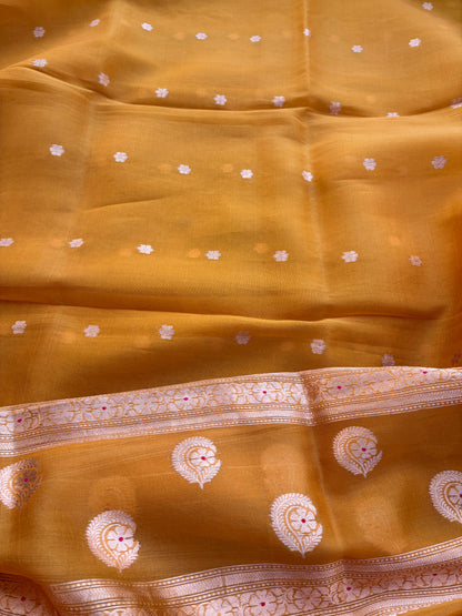 Yellow kora brocade suit set