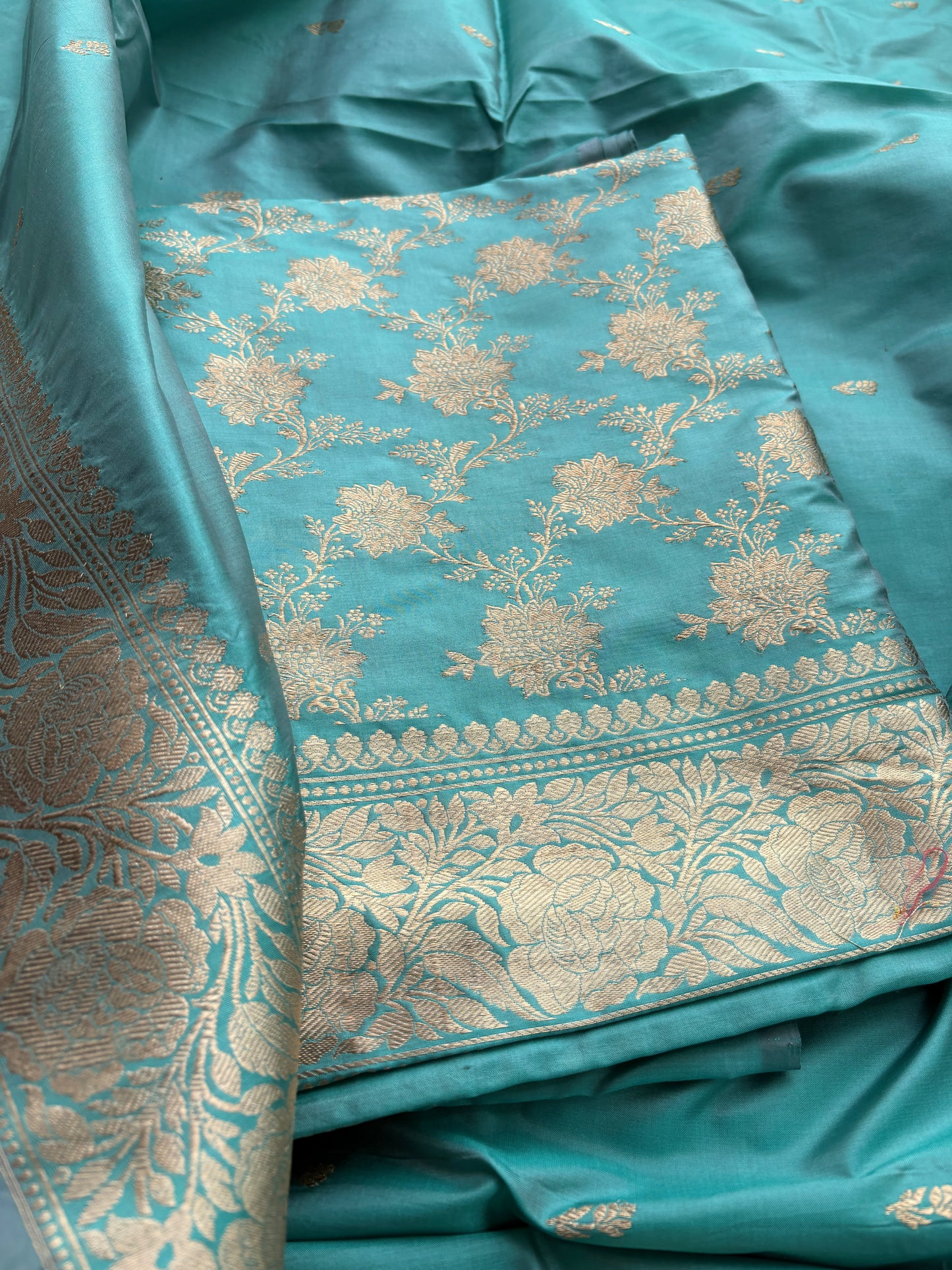 Blue jaal katan by Katan silk suit set