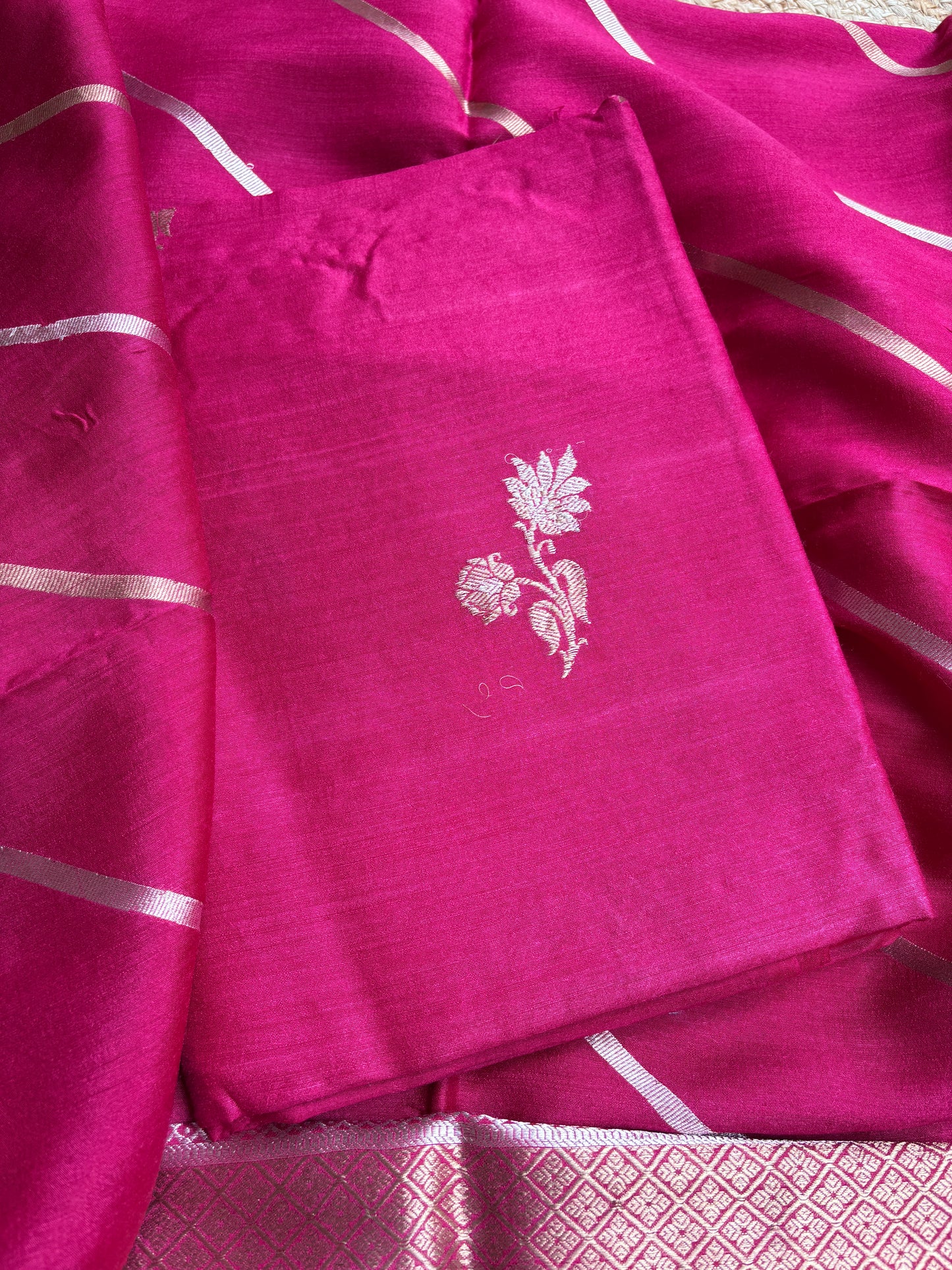 Pink moonga silk suit set