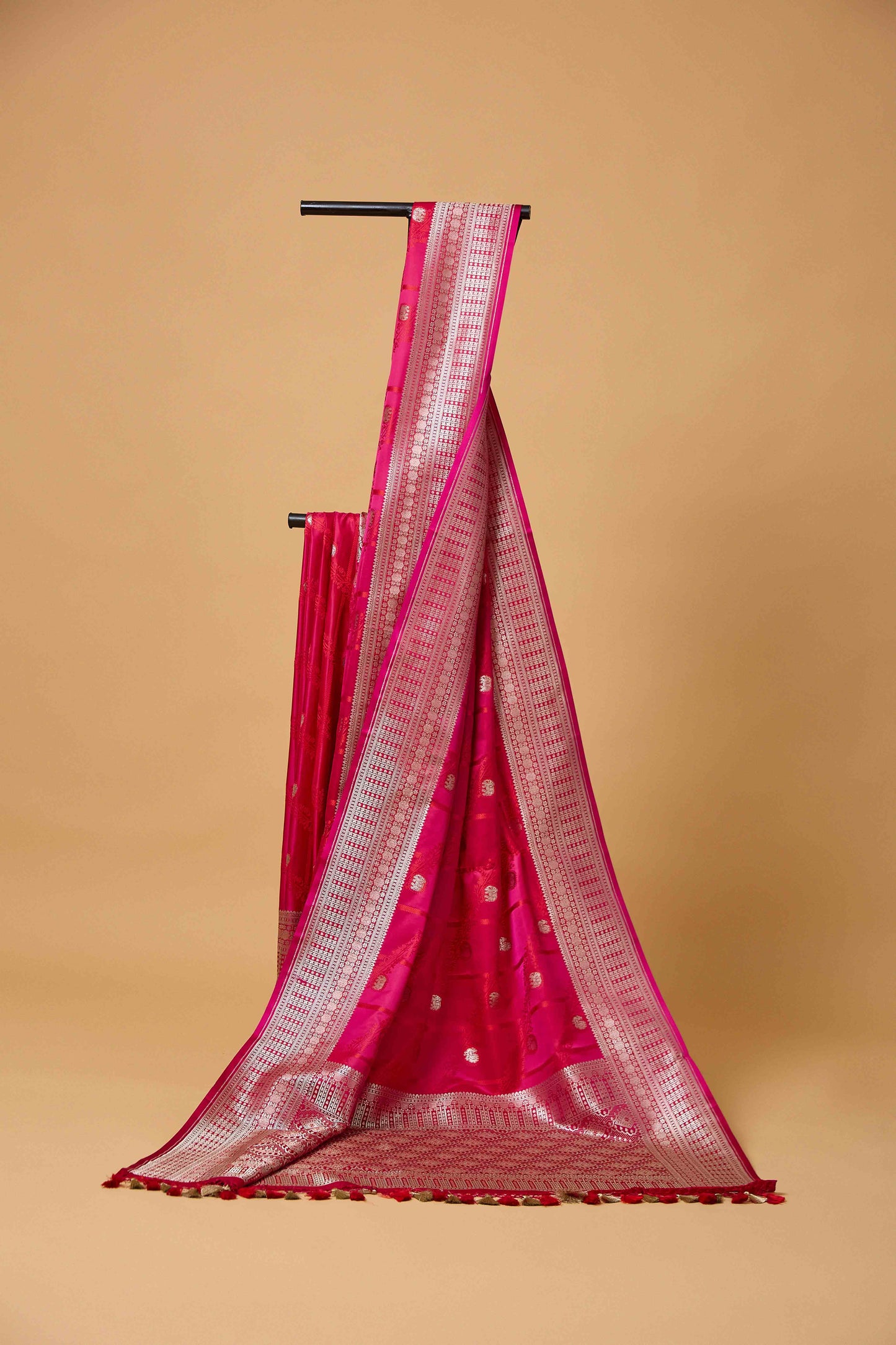 Pink Red Mashru Silk Saree