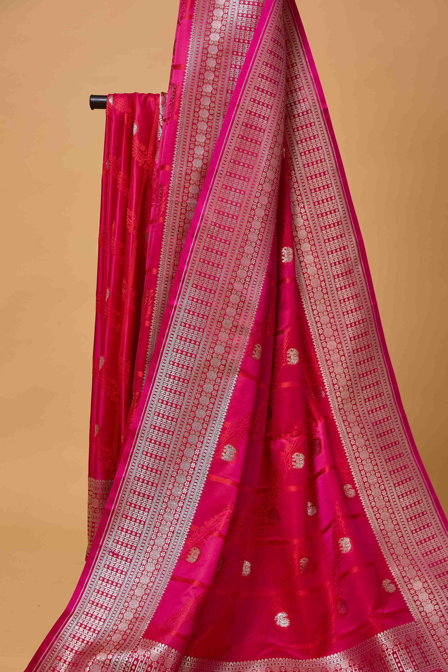 Pink Red Mashru Silk Saree