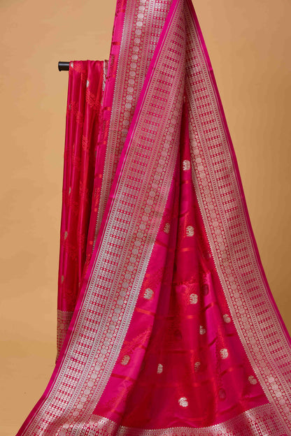 Pink Red Mashru Silk Saree