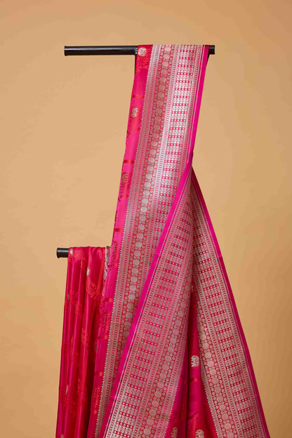 Pink Red Mashru Silk Saree