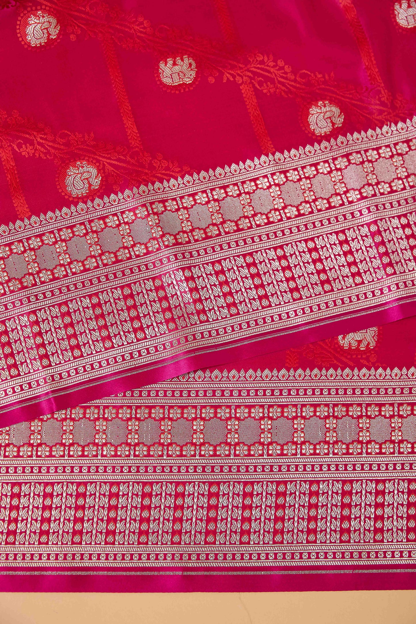 Pink Red Mashru Silk Saree