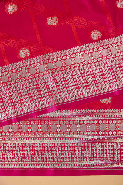Pink Red Mashru Silk Saree