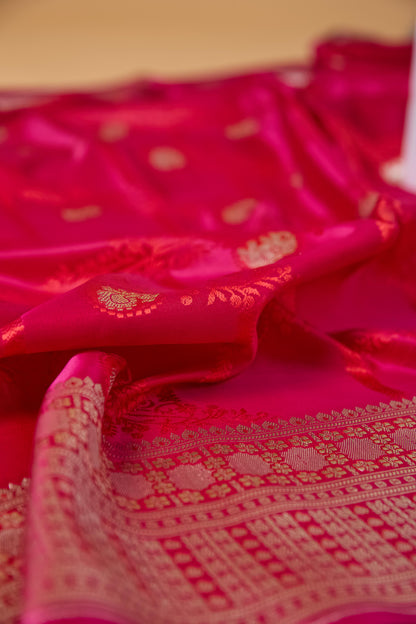 Pink Red Mashru Silk Saree