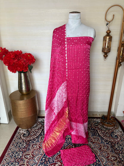 Pink bandhani suit set