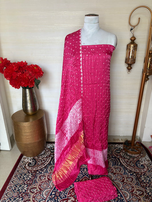 Pink bandhani suit set