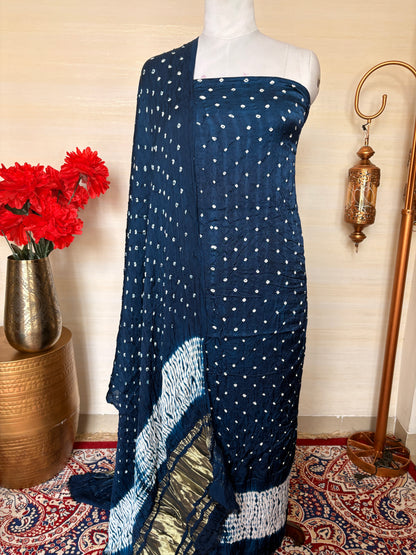 Blue bandhani suit set ( 3 piece )