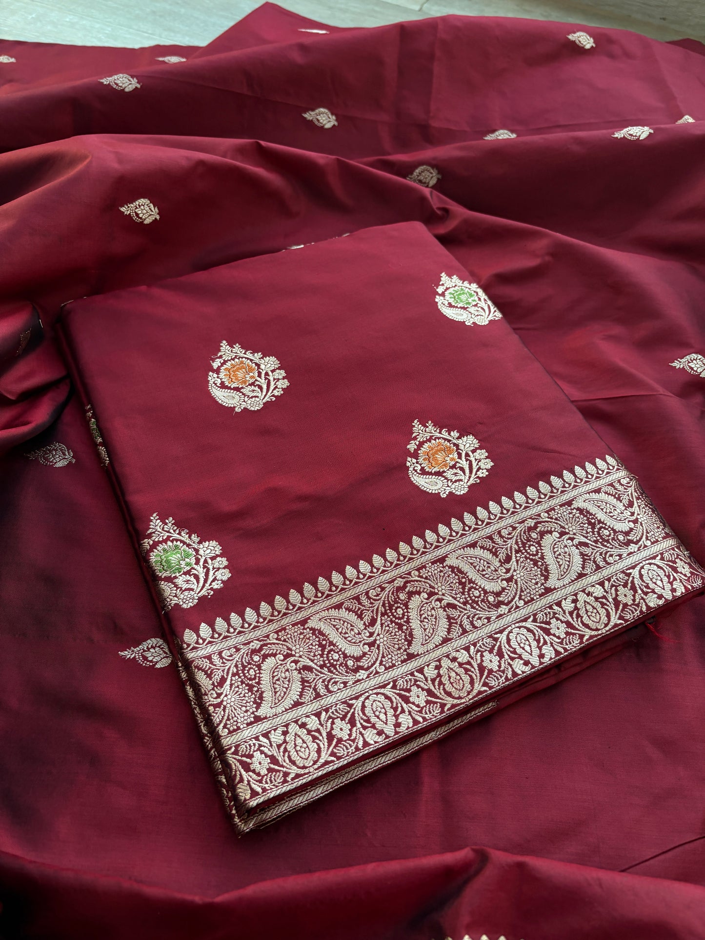 Maroon meenadar katan  kadhwa suit set