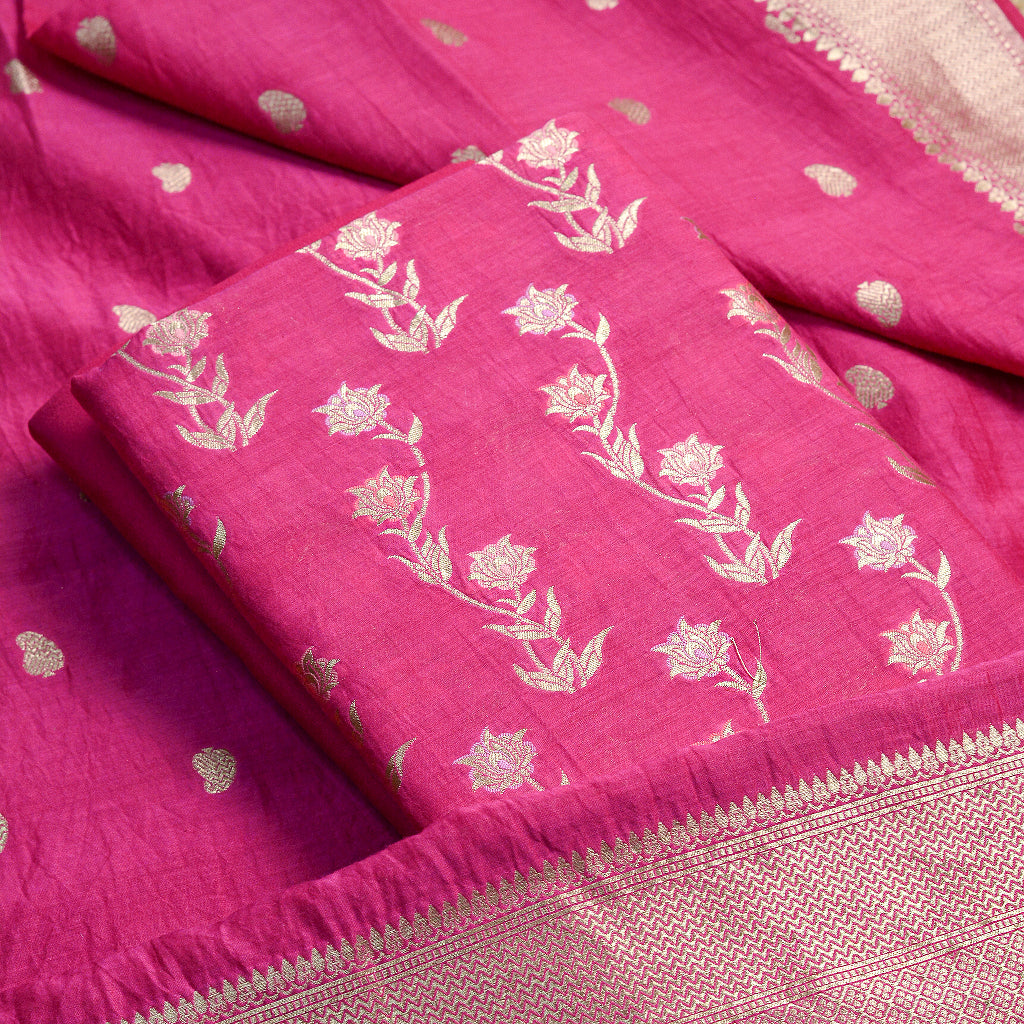 Pink cotton handwoven suit set