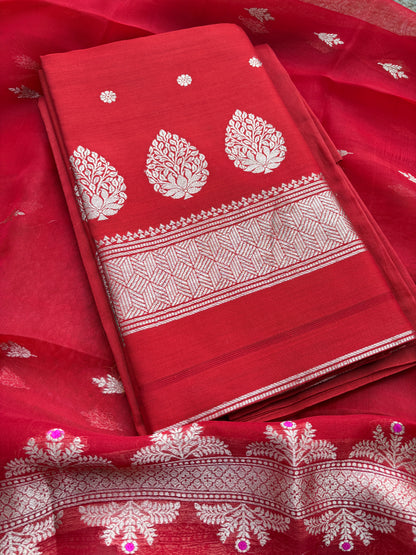 Red Chiniya Kora meenadar suit set