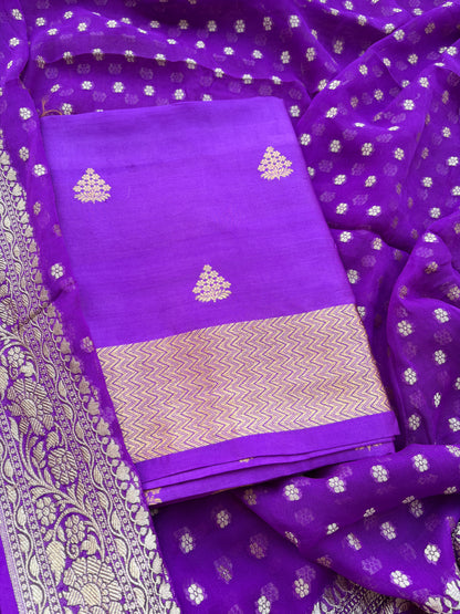 Lavender Chiniya silk suit and Khaddi georgette dupatta