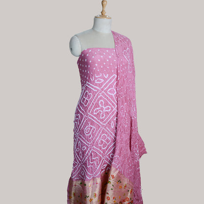 Onion Pink bandhani Paithani suit set
