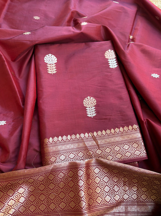 Maroon katan by katan kadhwa silk suit