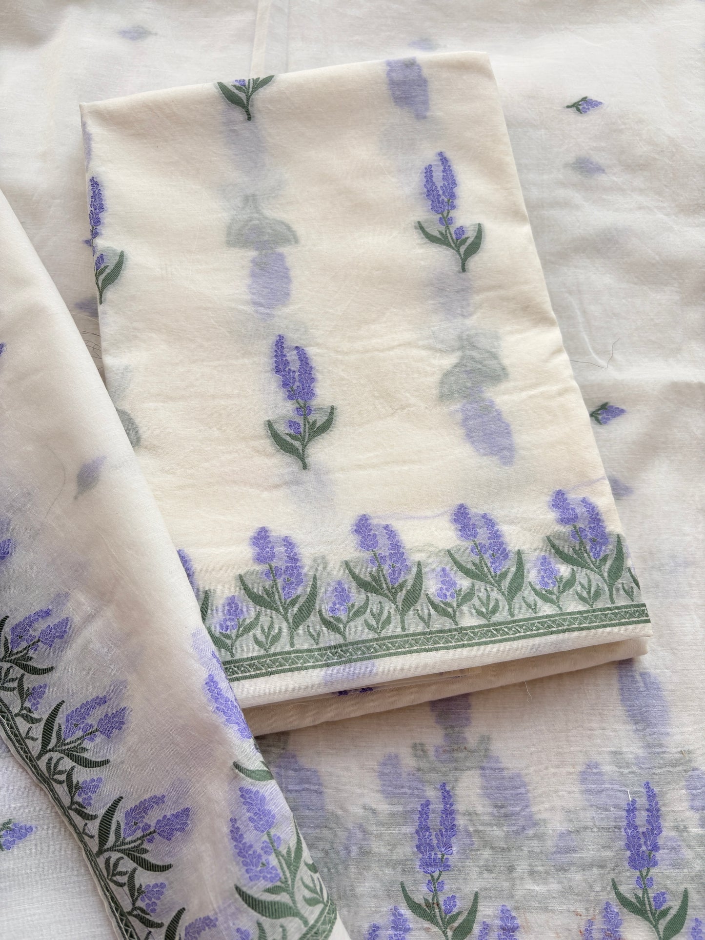 White base Chanderi weaving suit set