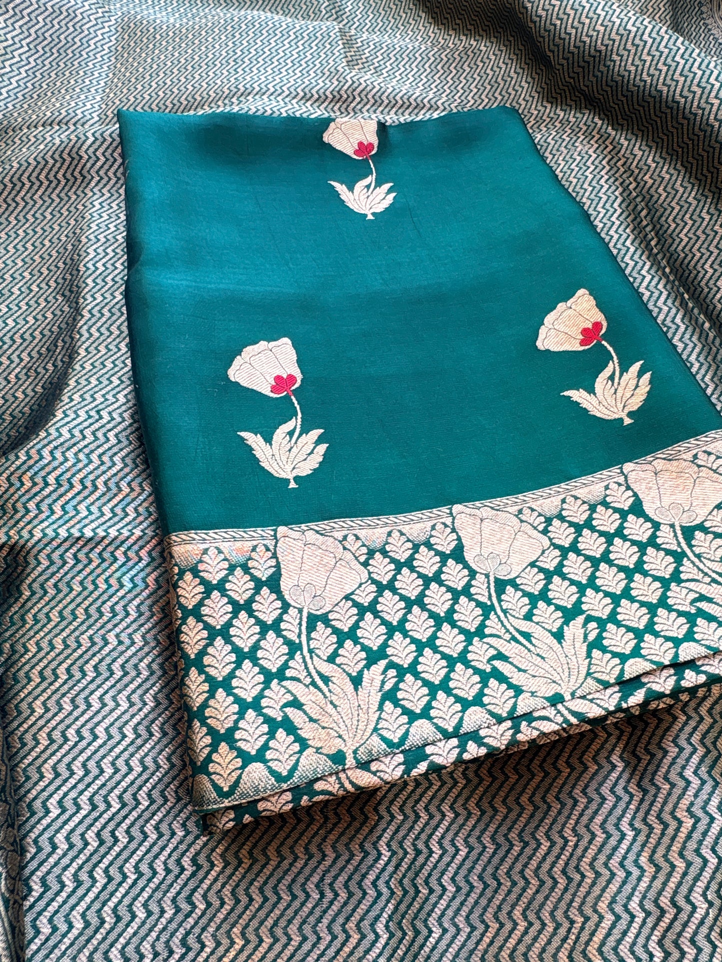 Green mango silk kurta , with brocade dupatta