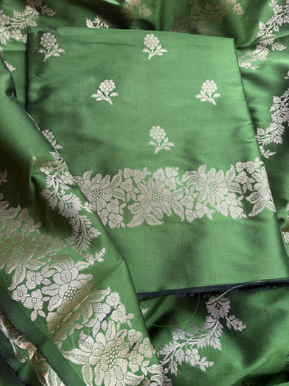 Green premium silk 3 piece suit set