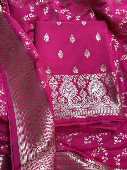 Pink mashru silk suit set