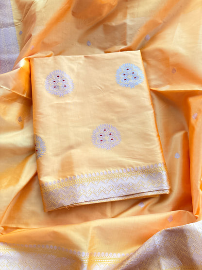 Yellow Katan by katan silk Kadhwa suit set