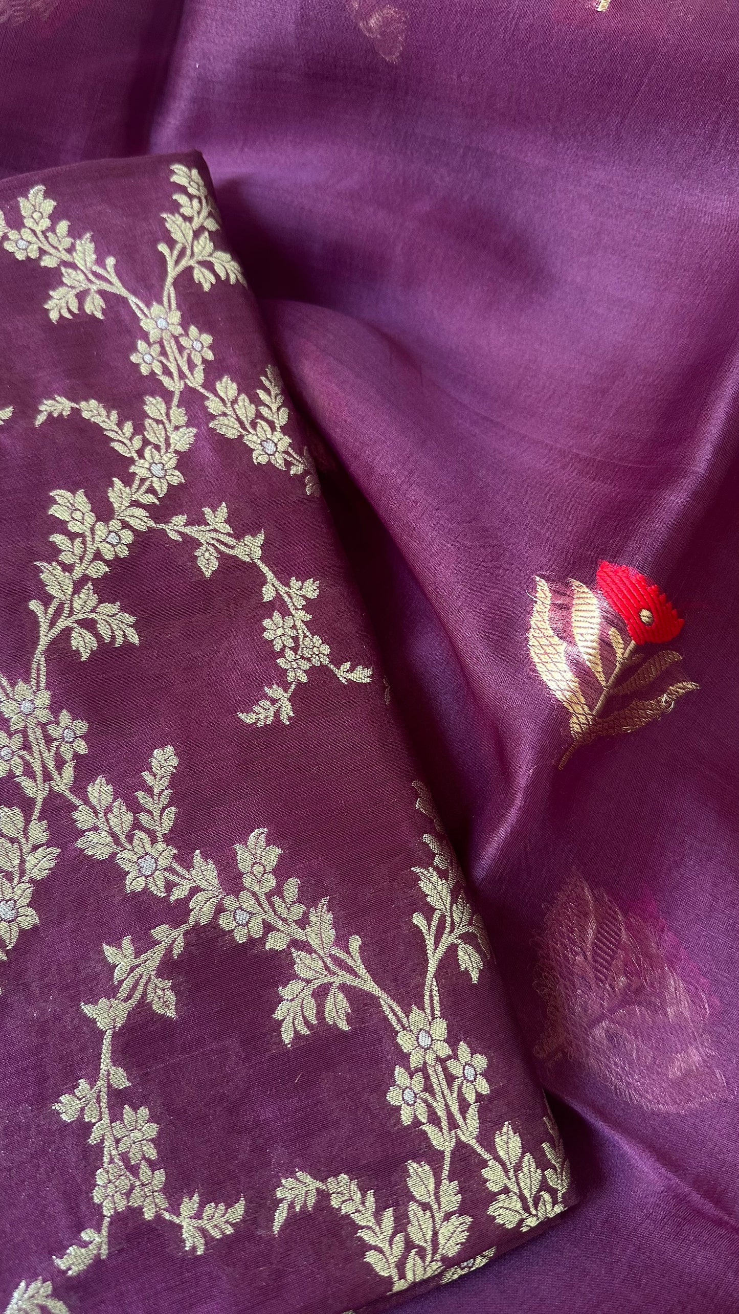 Wine maroon chiniya katan silk kurta, plain silk bottom