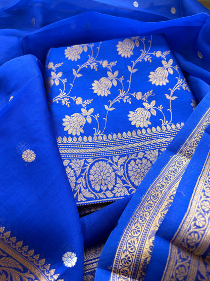 Blue raw mango silk suit set